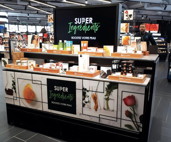 Présentoir magasin, PLV de sol Sephora