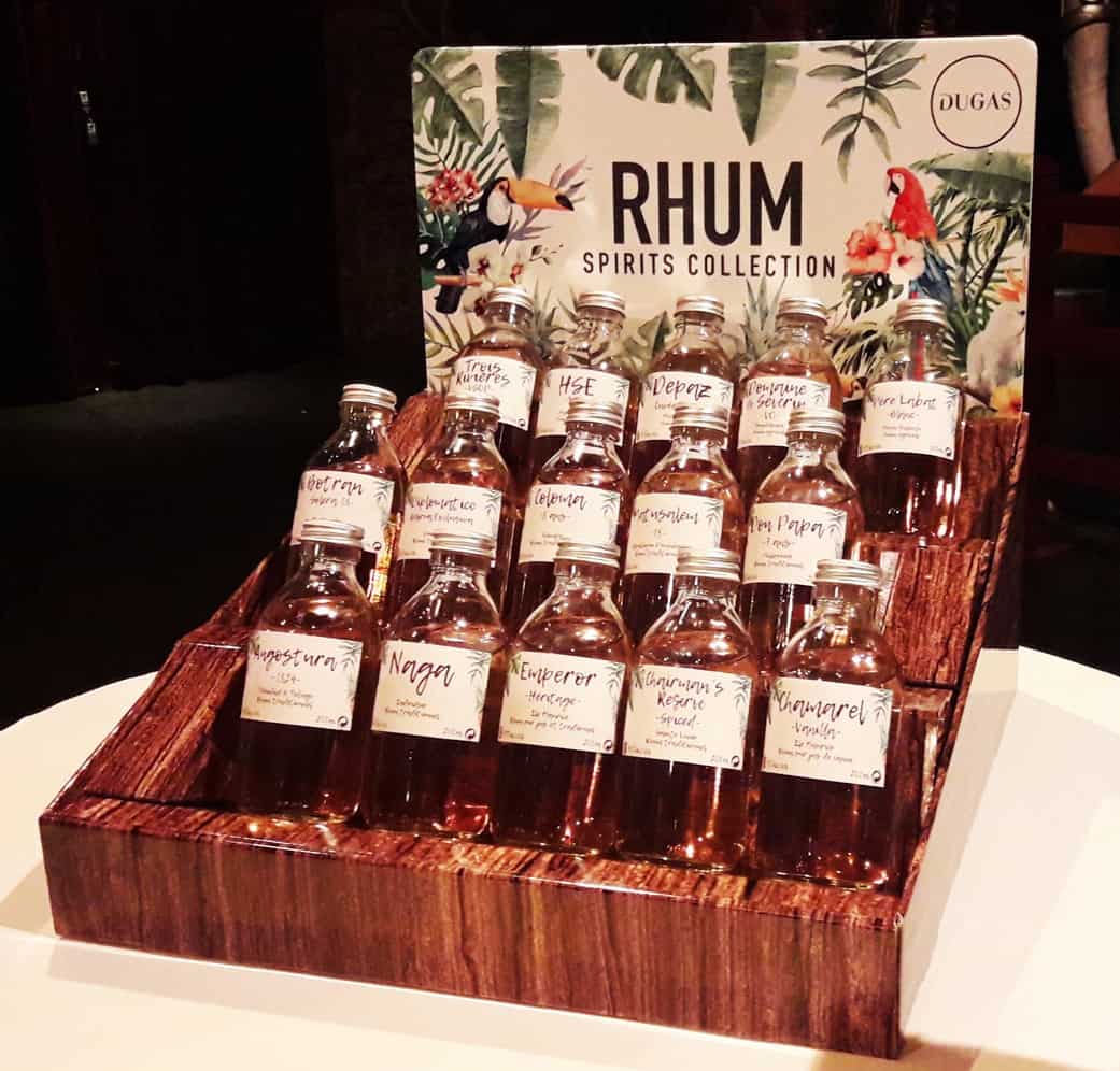 Stockeur de comptoir rhum dugas carton bouteille alcool