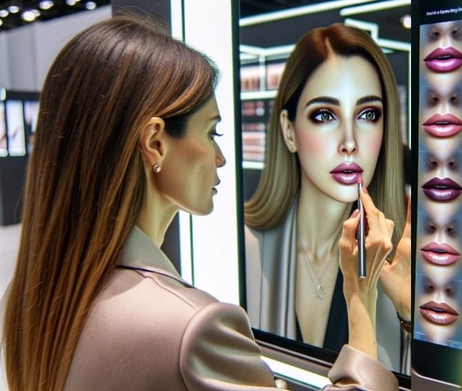 étude réalisée par Mayence pour un stand cosmétique avec réalité virtuelle