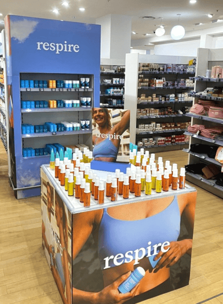 Mise en avant du nouveau déodorant Respire chez Monoprix
