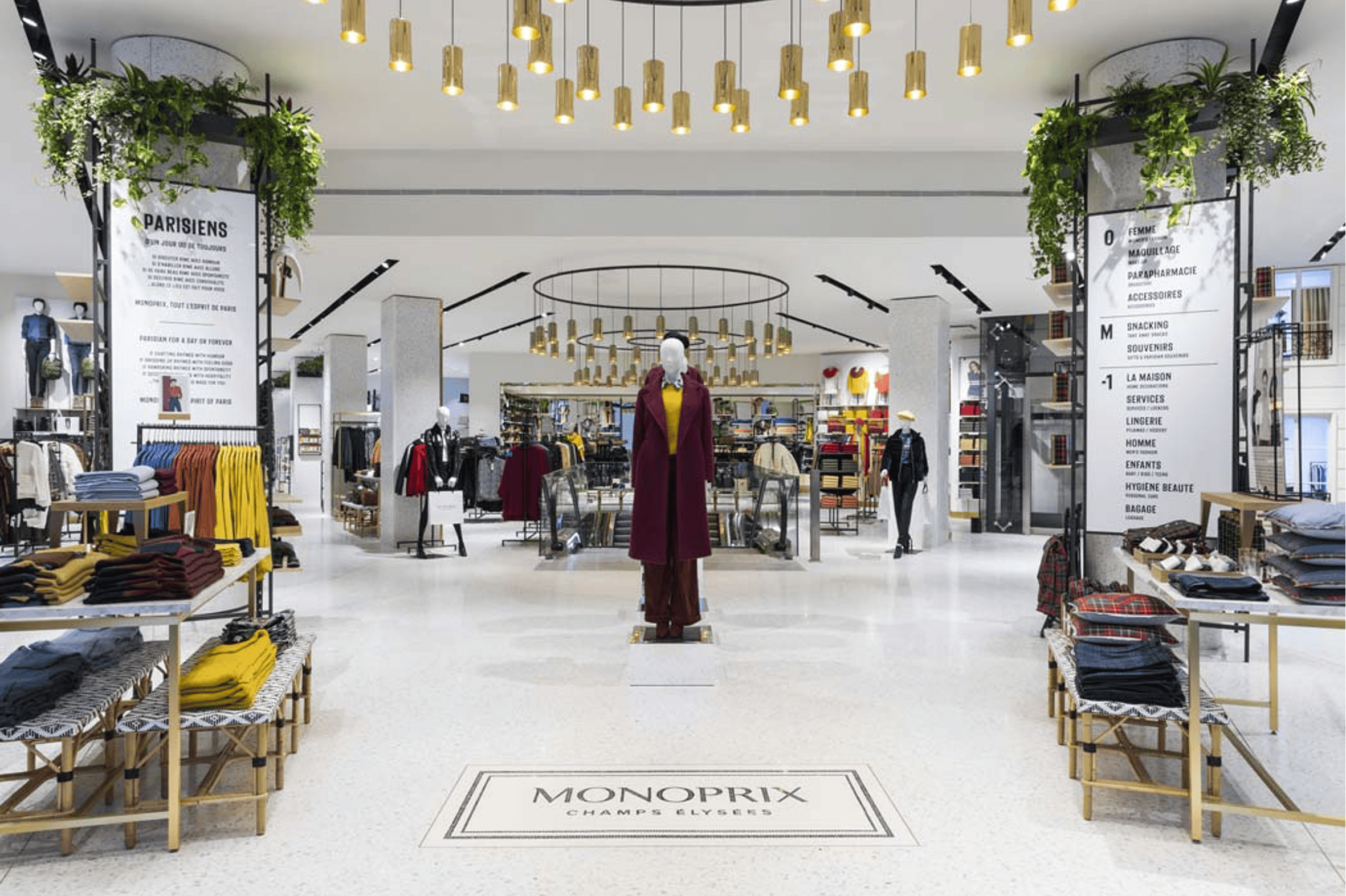 exemple d’agencement de magasin avec à différents types de Mobilier Commercial