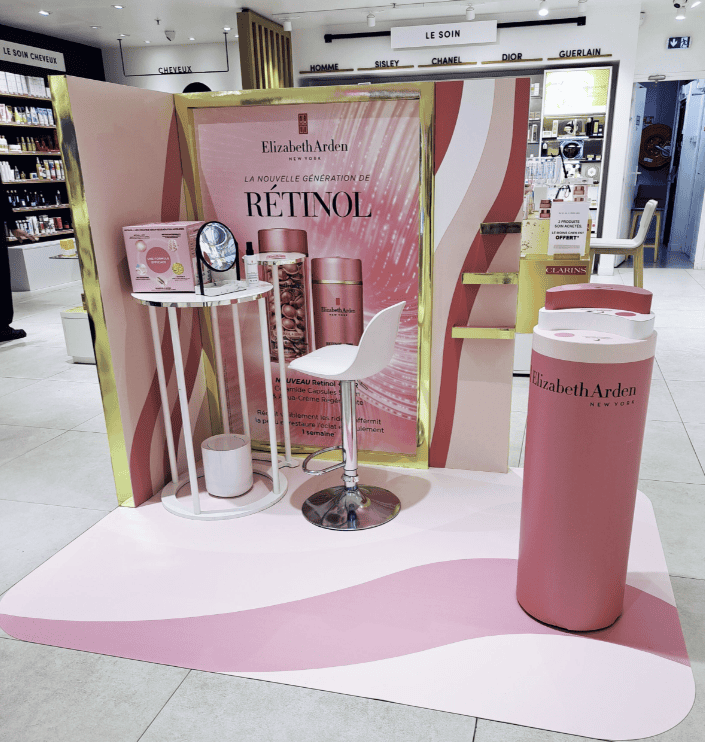 Conception, Fabrication et Installation par Mayence d’un Corner maquillage pour la marque Elisabeth Arden