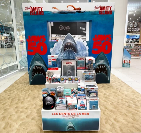 Les Dents de la Mer : une mise en avant marquante pour les 50 ans du film chez E.Leclerc, conçue par Mayence