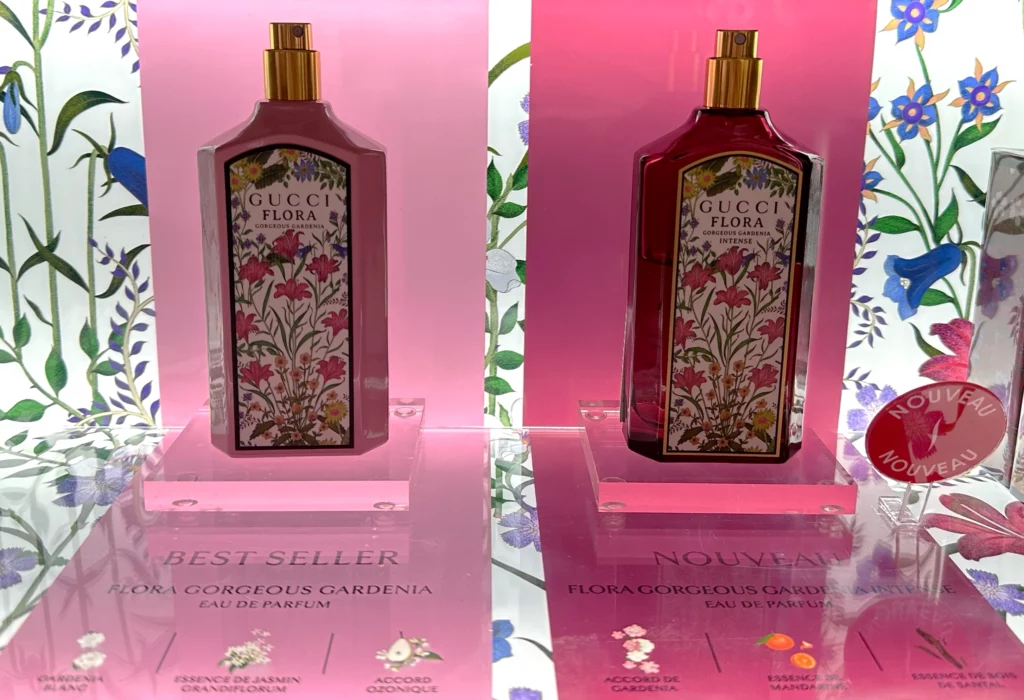 Présentoir parfum Gucci au sein des magasins Sephora