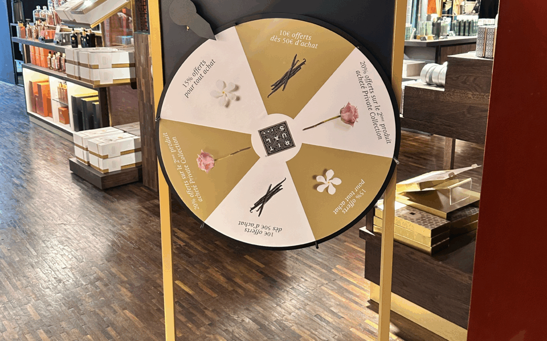 Réalisation Rituals : une roue interactive habillée de stickers