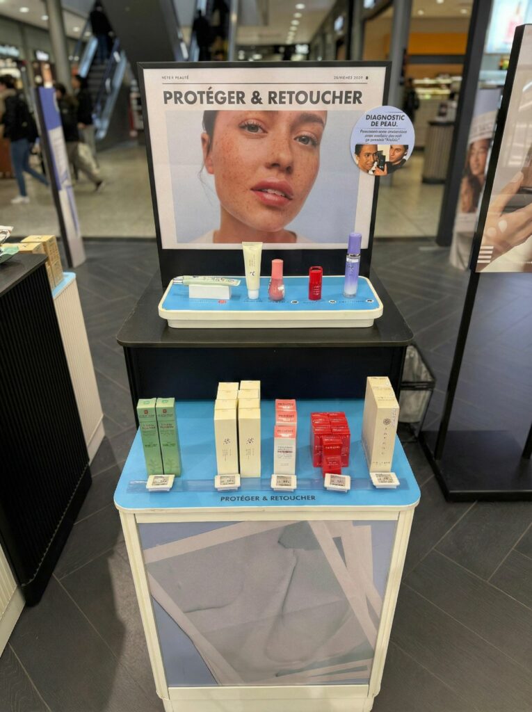 Table FOS skincare coréeen chez Sephora